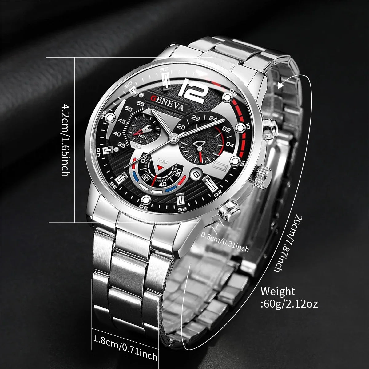 Set 3 Relojes de Cuarzo para Hombre - Pack Business Luxury Resistente al Agua