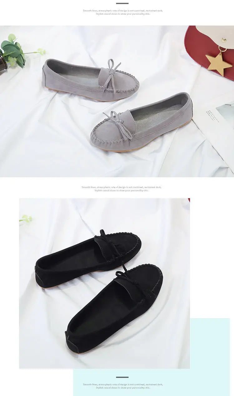 Zapatos Slip-On Mujer Ballet Flats Suede - Loafers Casual Planos Otoño Mom Shoes