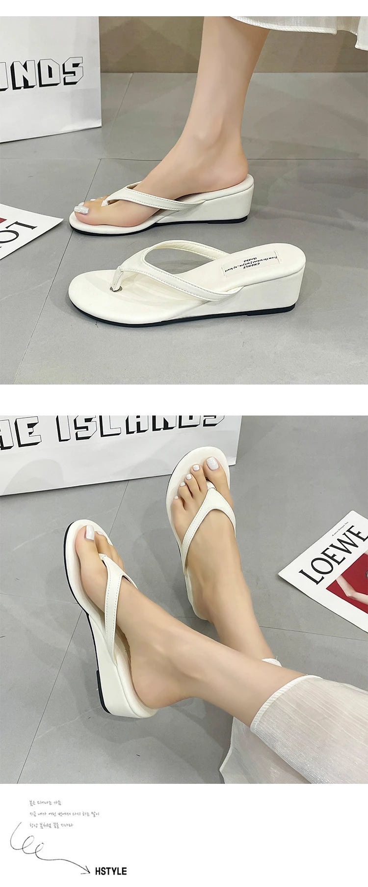 Sandalias Mujer Cuña - Chanclas Casuales Tacón Medio Verano