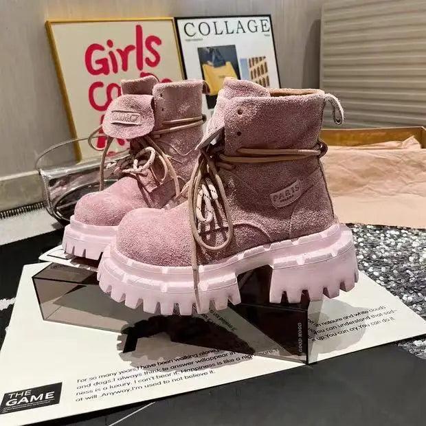 Botas Tobillo Mujer 2025 Plataforma - Chunky Ante Sneakers Deportivas Invierno