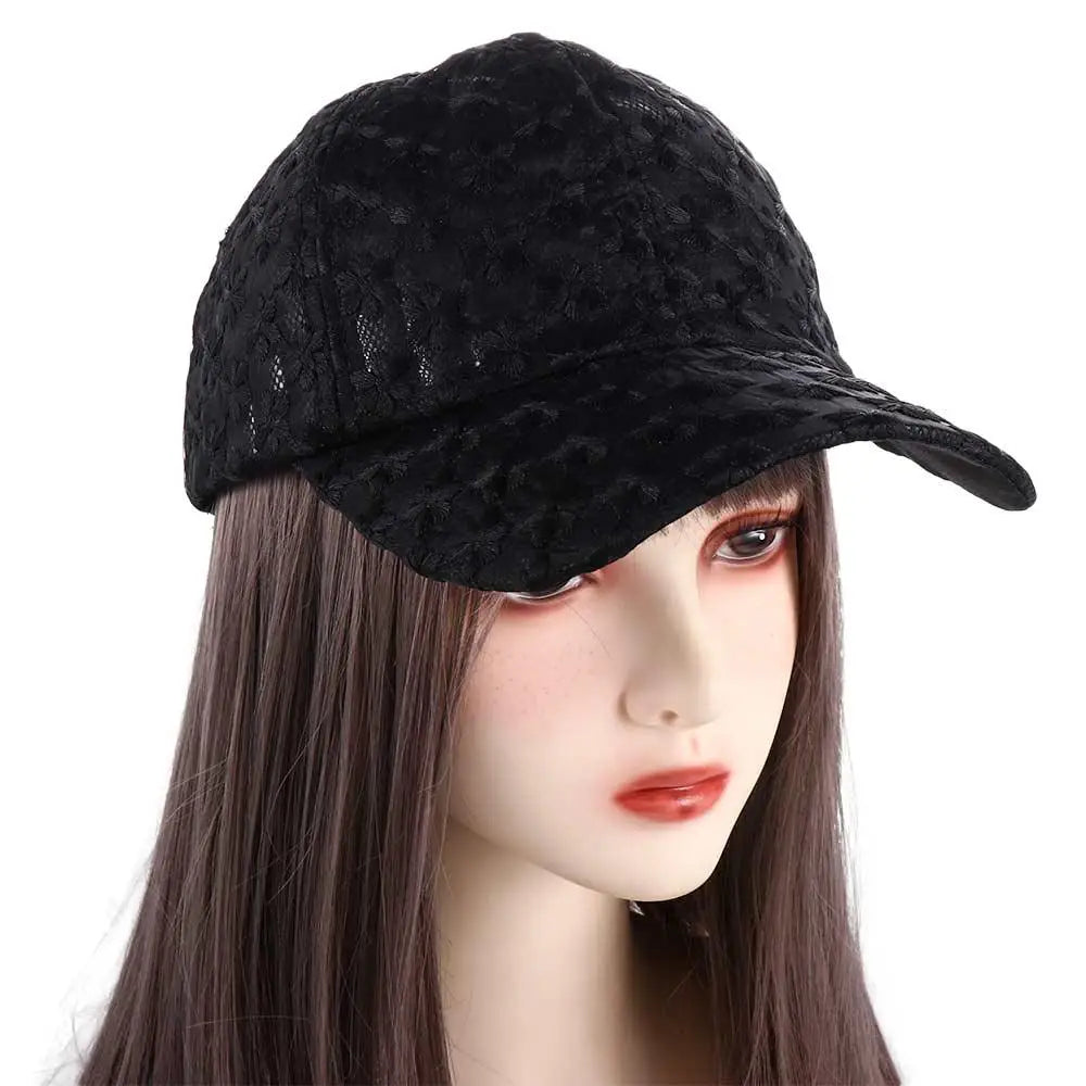 Gorra Baseball Mujer Flores - Cap Mesh Encaje Hip Hop Ajustable