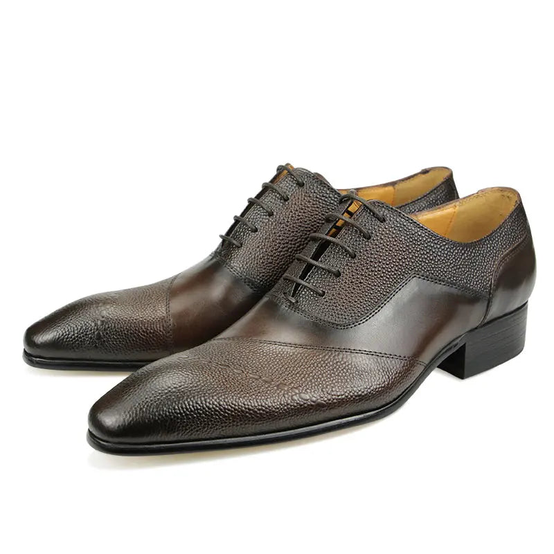 Zapatos Vestir Hombre Cuero Genuino - Oxford Formales Cap Toe Cómodos Clásicos Bota