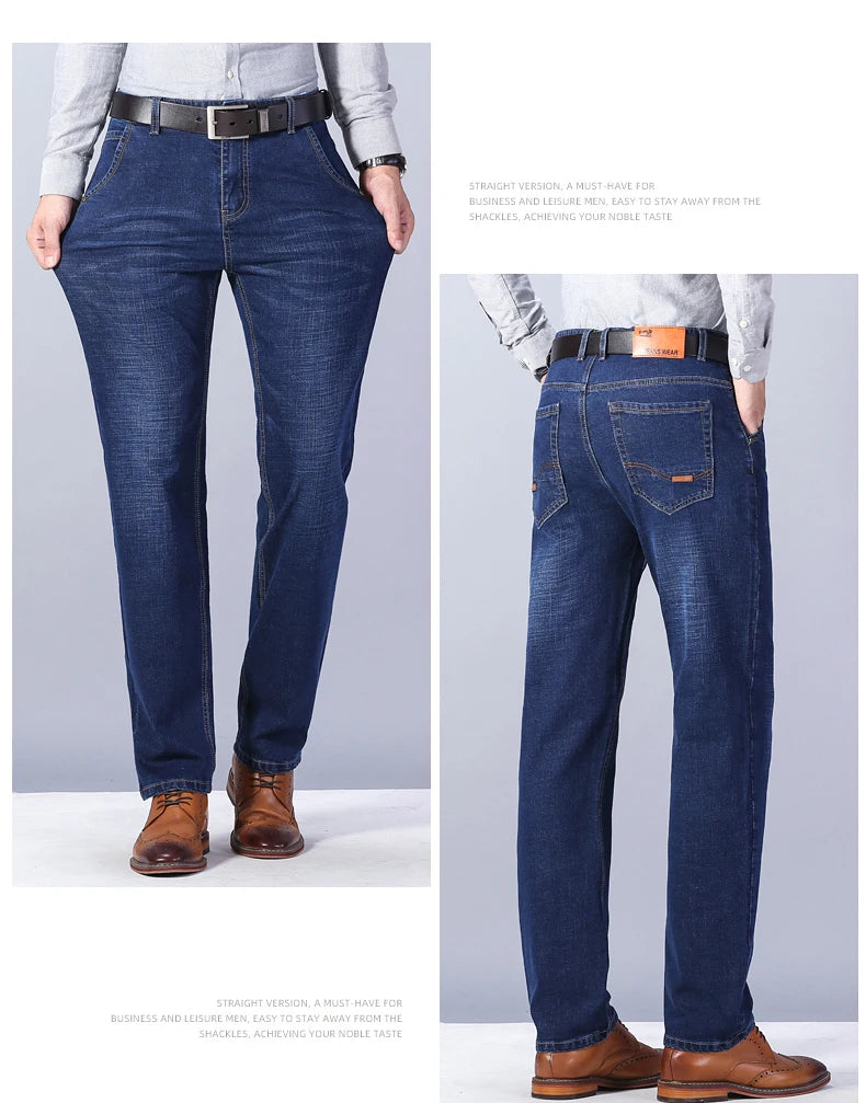 Vaqueros Hombre Business Stretch Slim - Jeans Casuales Clásicos Negro Azul