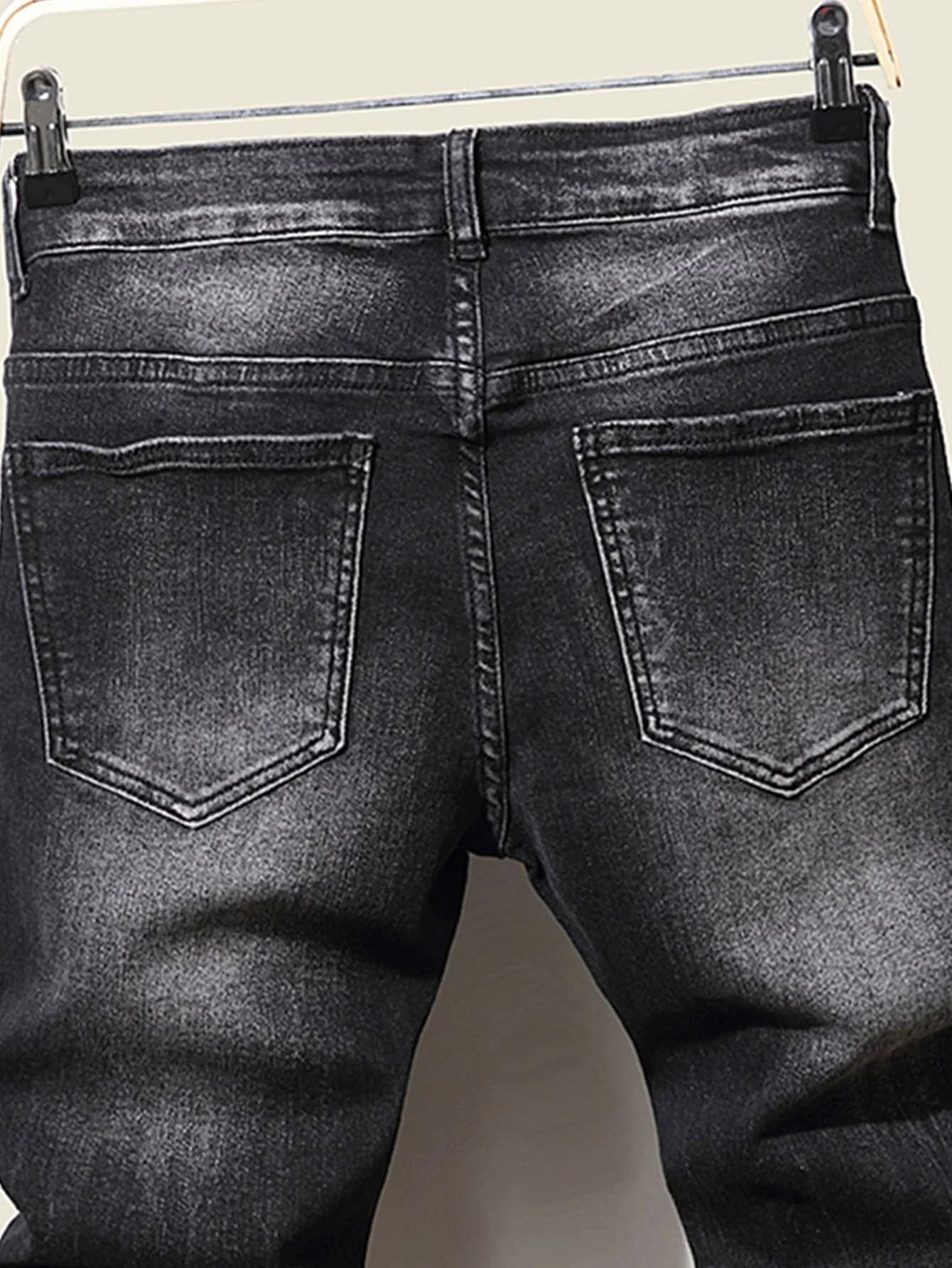 Vaqueros Skinny Hombre Coreanos Stretch - Jeans Slim Fit Azul Oscuro Casuales