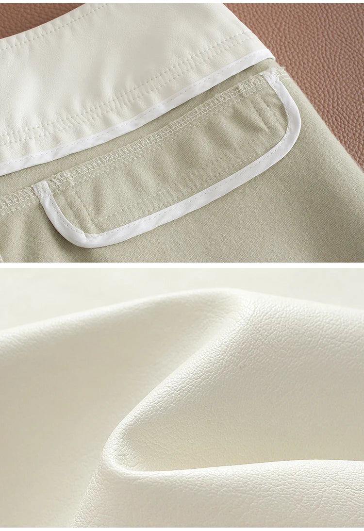 Pantalón Cuero Mujer Pierna Ancha - Pantalón PU Otoño Invierno