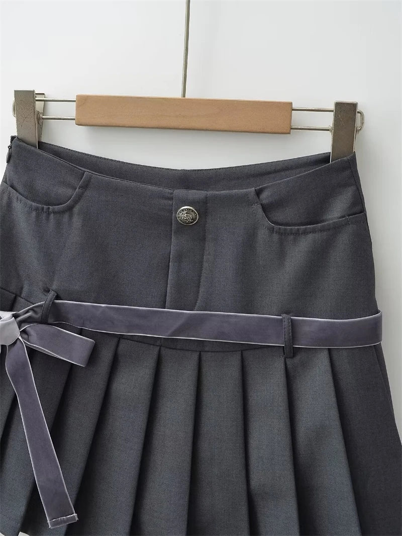 Falda Y2K Mujer Plisada Mini - Falda Cuadros Vintage Harajuku Preppy Lazo