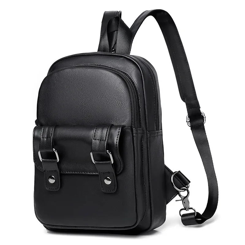 Mochila Pecho Pequeña Hombre Cuero PU - Bolsa Hombro Business Casual Crossbody