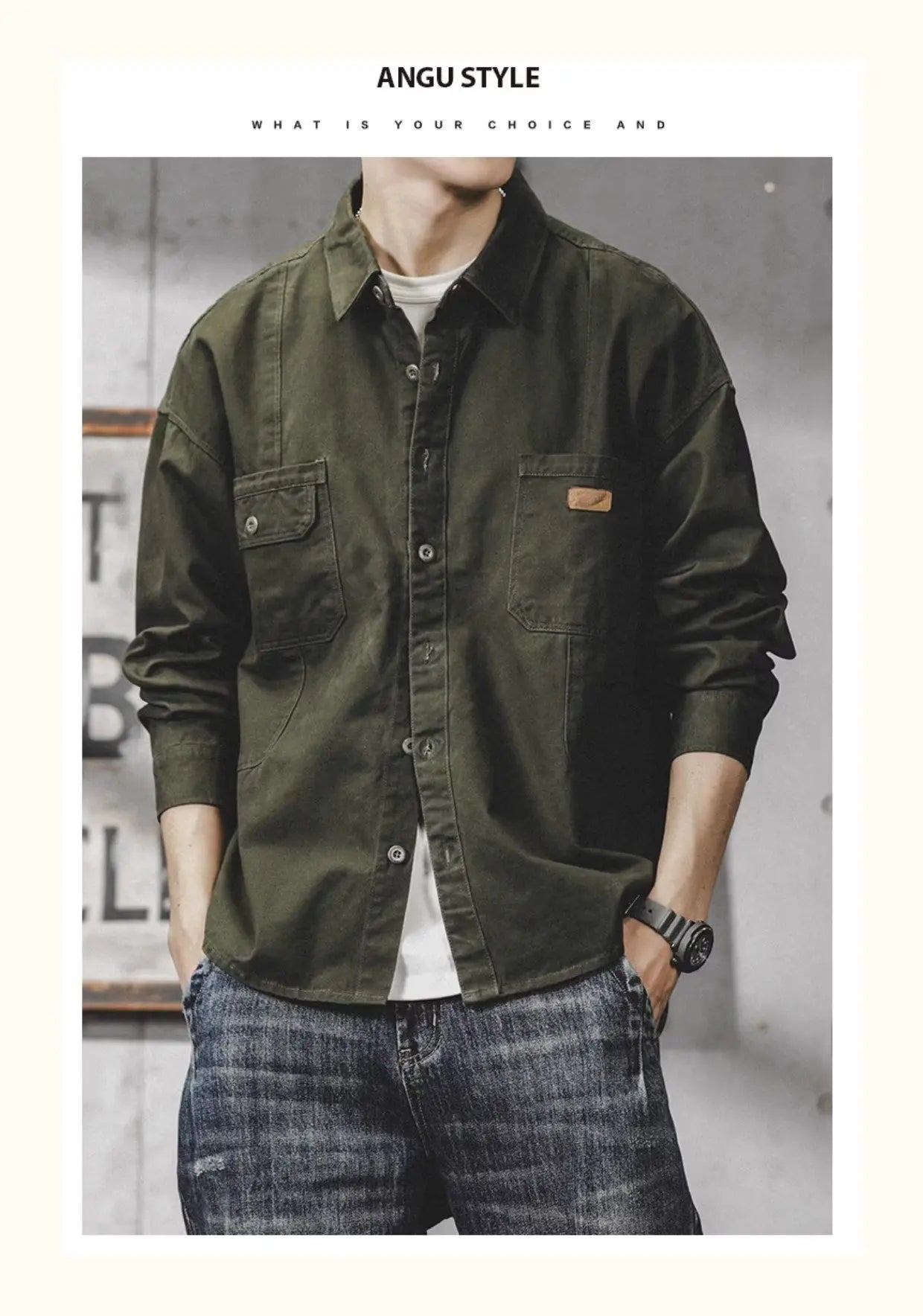 Camisa Hombre Trabajo Workwear - Manga Larga Casual Resistente Oficina Outdoor Primavera Otoño Tendencia Japonesa
