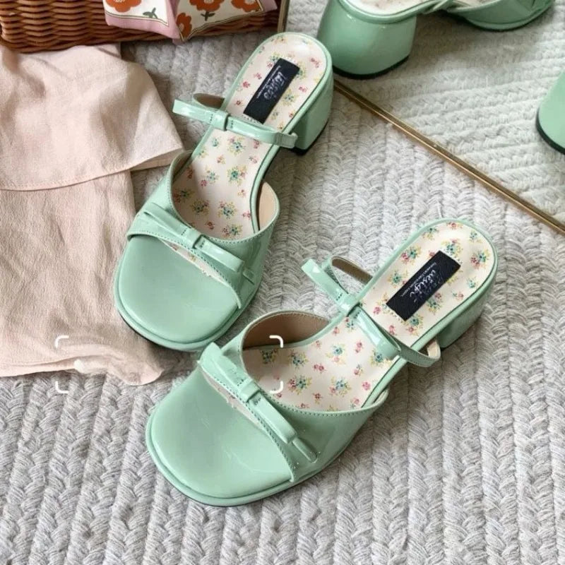 Sandalias Tacón Cuadrado Mujer Verano - Zapatos Elegantes Punta Cuadrada