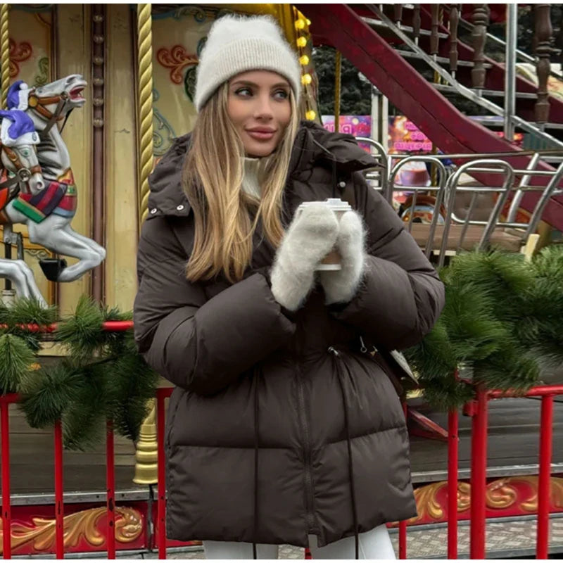 Chaqueta Algodón Mujer Gruesa - Chaqueta Cuello Alto Cremallera Capucha 2025