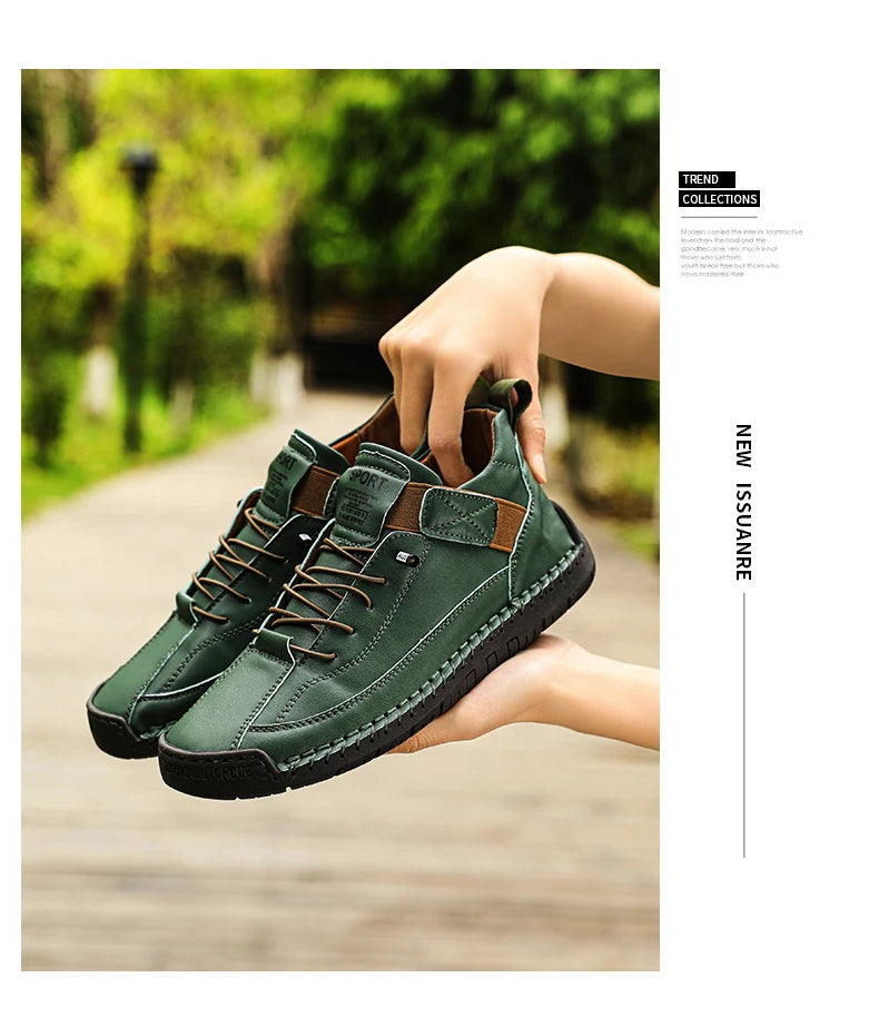 Sneakers Piel Mujer Artesanales - Zapatillas Mid-Top Slip-On Loafers Casual