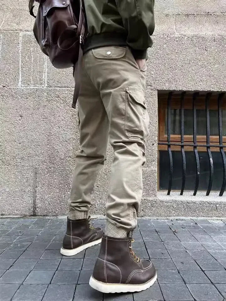 Pantalones Cargo Hombre Trekking - Motocicleta Gris Hiking Outdoor Coreano