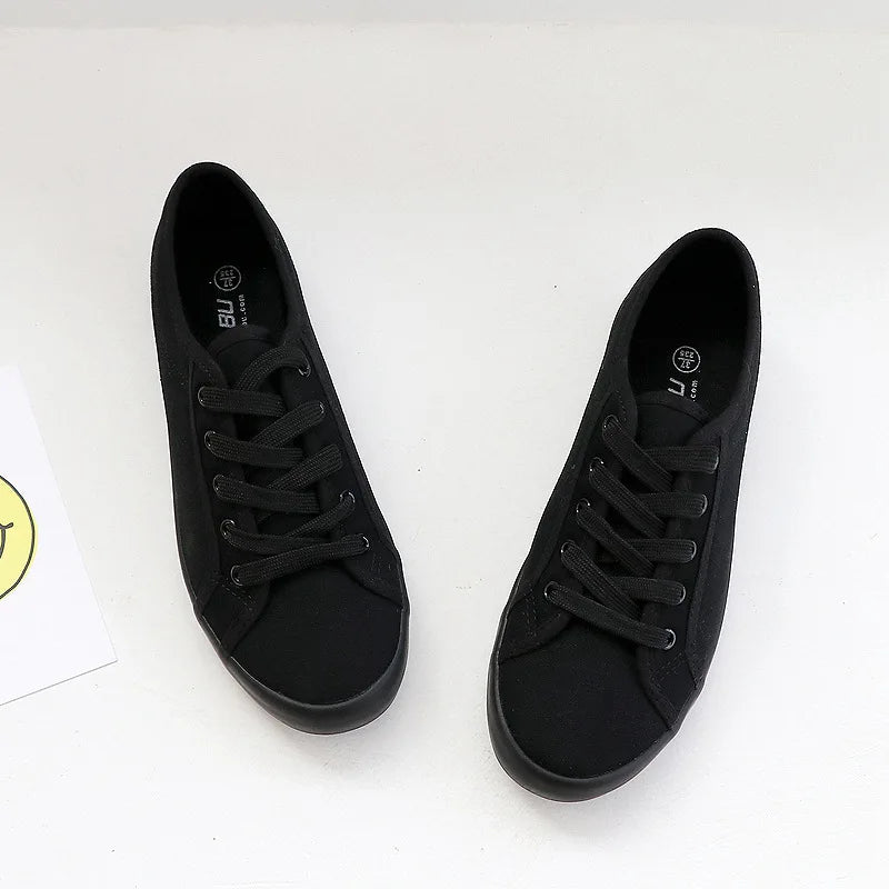 Zapatos Canvas Low Top Mujer Blancos - Zapatillas Transpirables Estudiantes Pareja