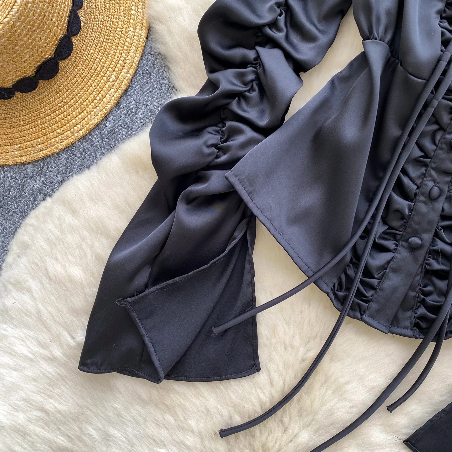 Blusa Mujer Sexy Encaje 2025 - Camisa Satén Cuello V Espalda Descubierta