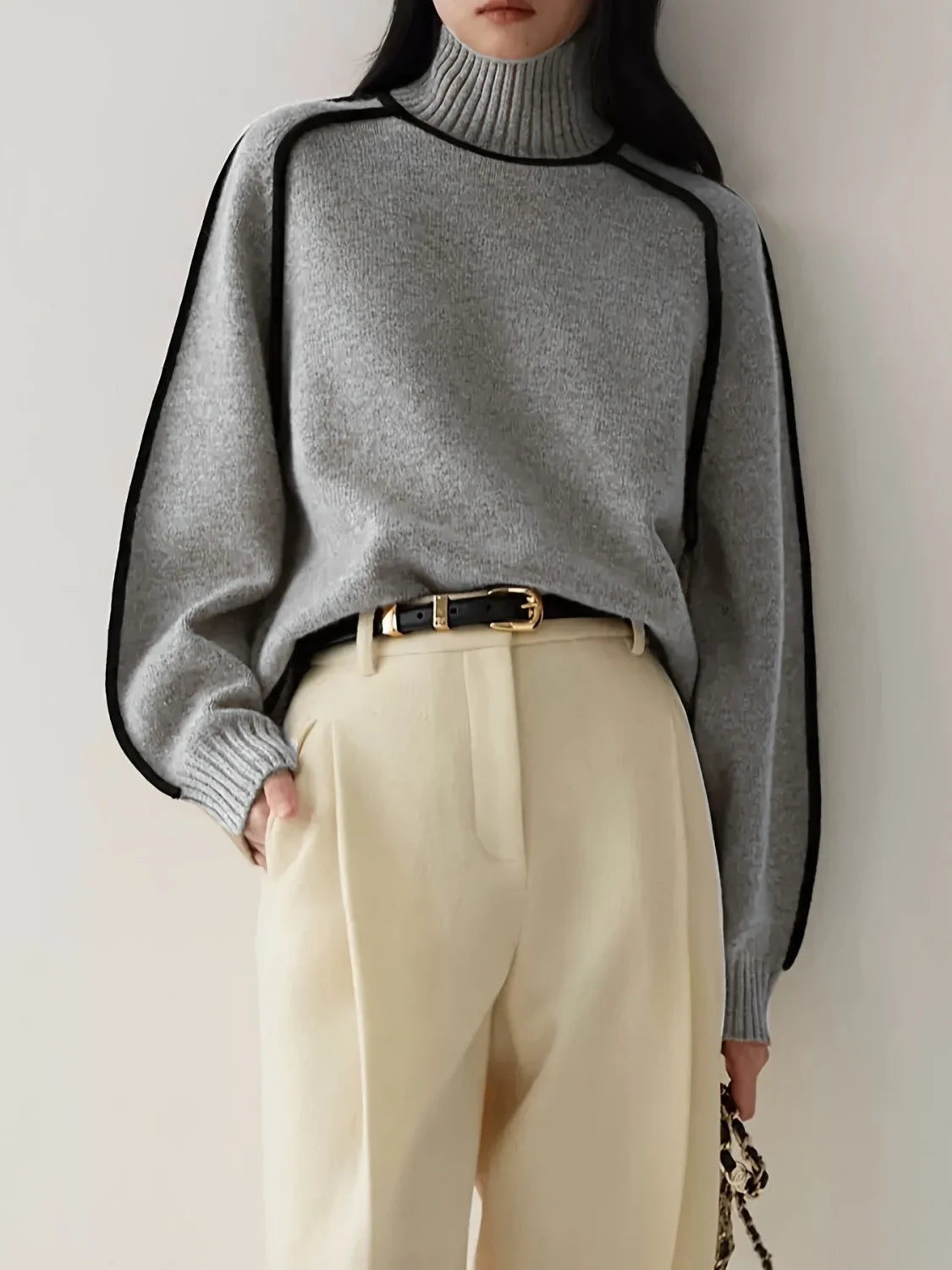 Suéter Mujer Cuello Alto Patchwork - Jersey Holgado Invierno