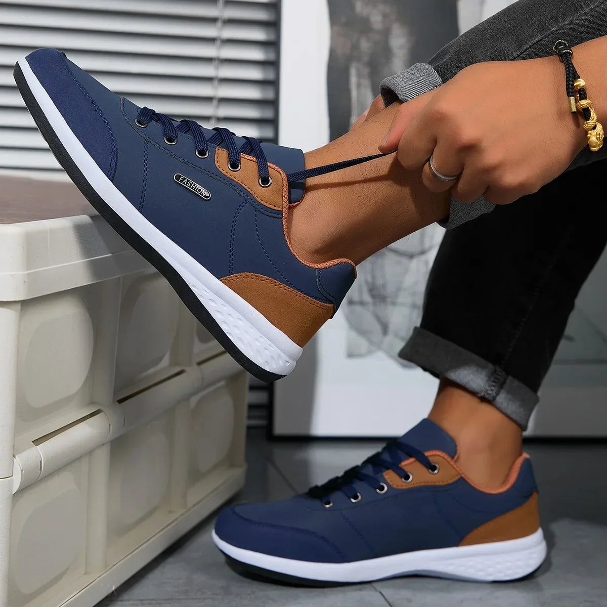 Sneakers Hombre Cuero Impermeables - Primavera Otoño Walking Leisure Deportivos Antideslizantes Tennis