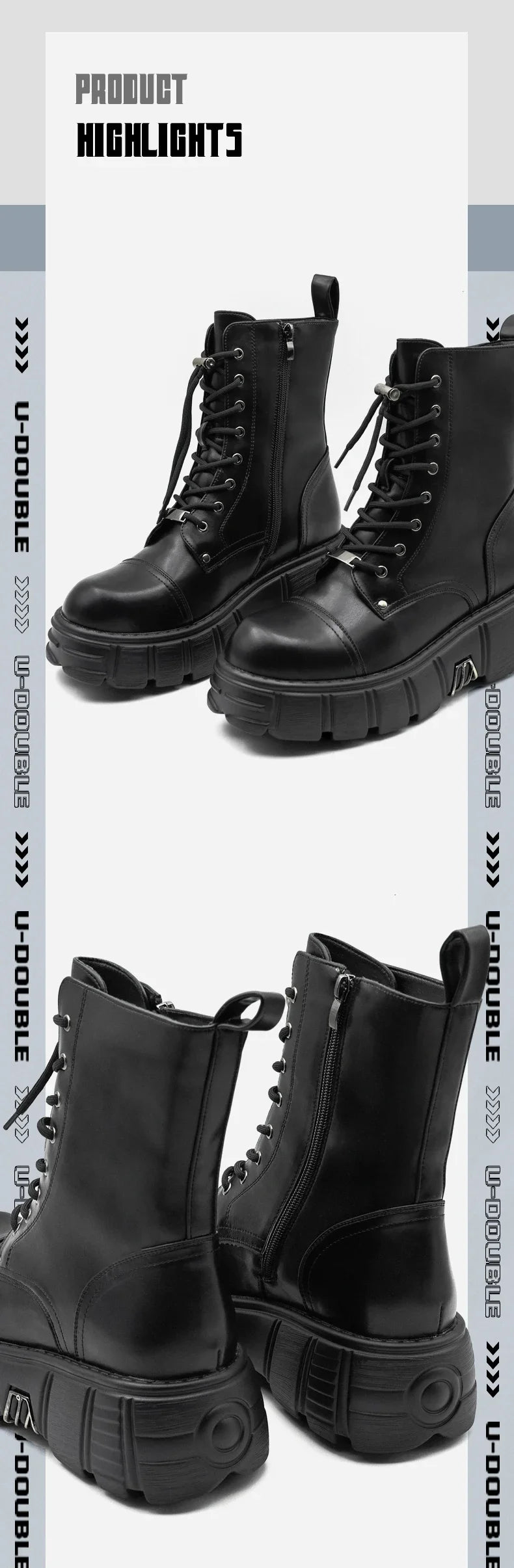 Botas Tobillo Mujer 2024 Punk Plataforma - Rock Cordones Retro Chunky