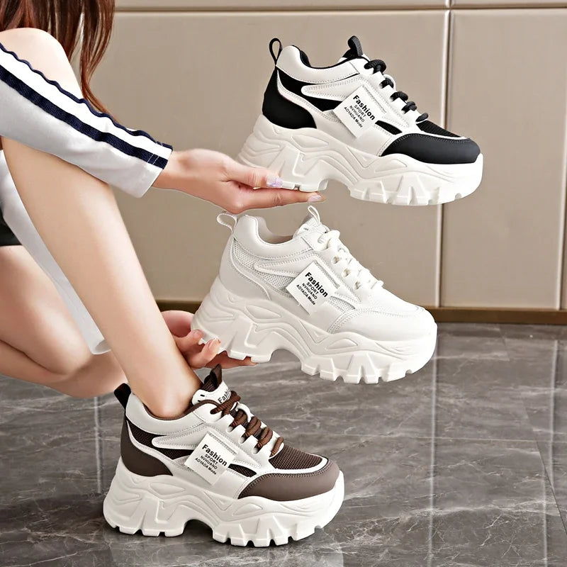 Sneakers Blancos Plataforma Mujer 2025 - Zapatillas Vulcanizadas Transpirables