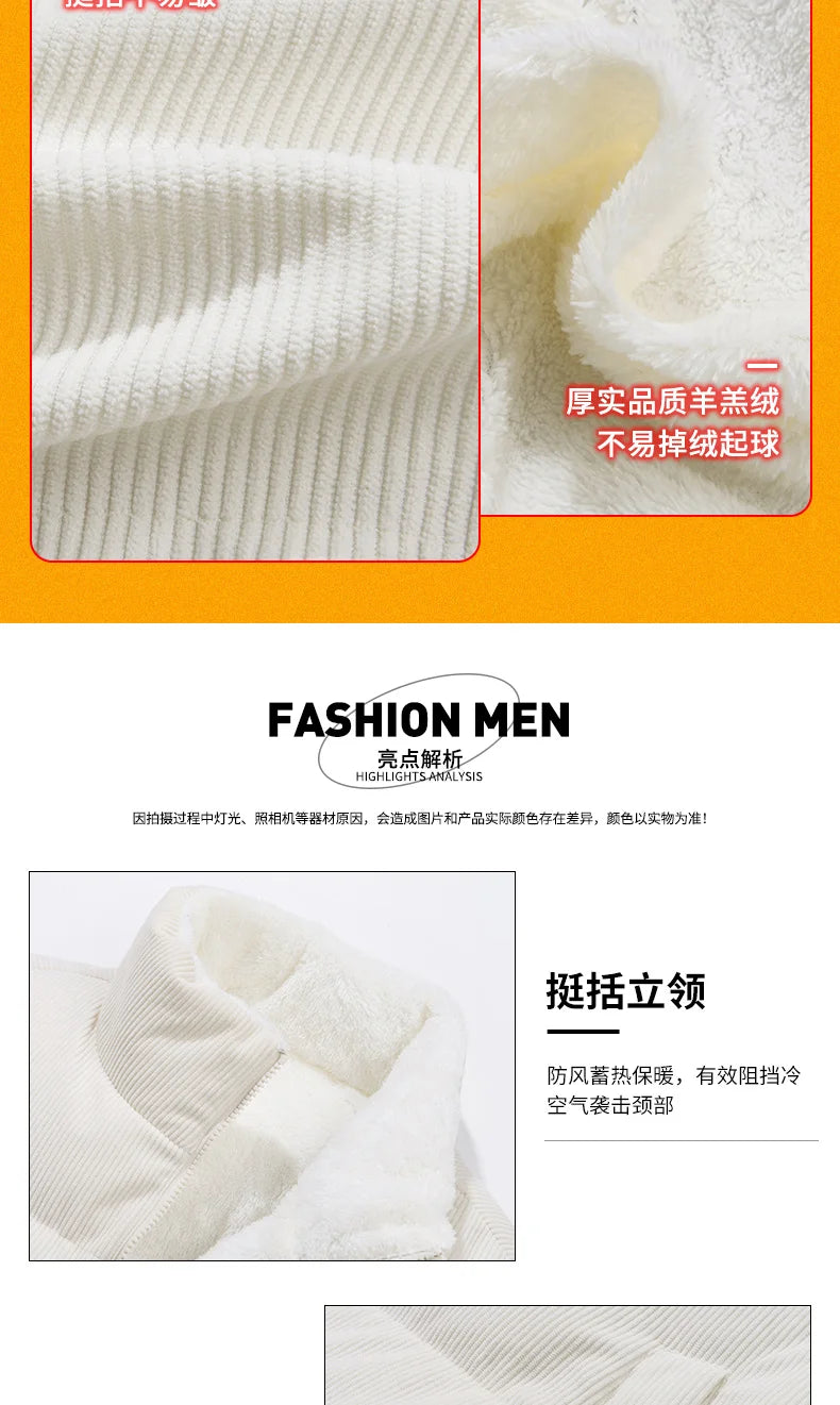 Chaqueta Hombre Invierno Pana Cordero - Parka Denim Outdoor Cálida Holgada