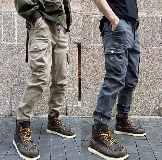 Pantalones Cargo Hombre Trekking - Motocicleta Gris Hiking Outdoor Coreano