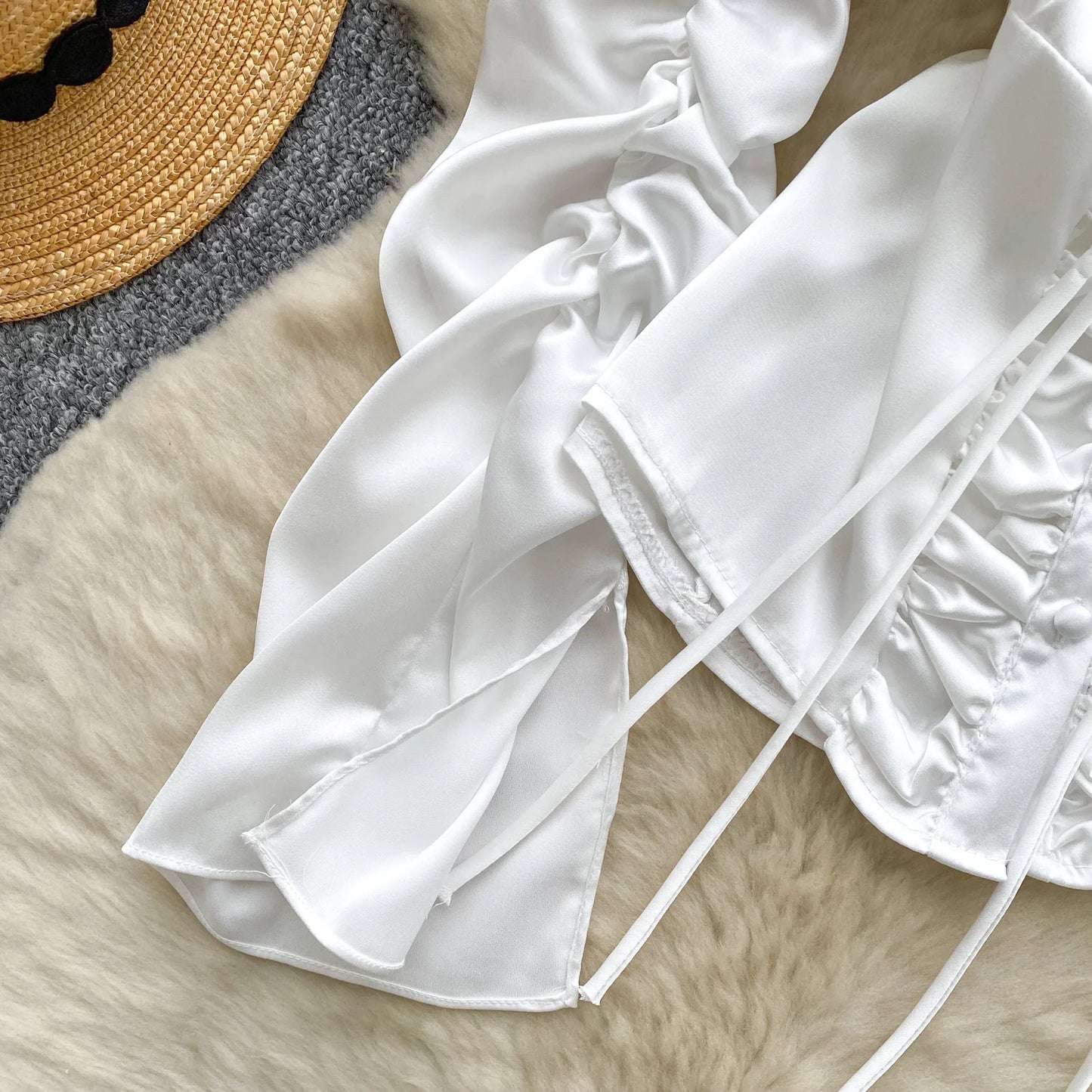 Blusa Mujer Sexy Encaje 2025 - Camisa Satén Cuello V Espalda Descubierta