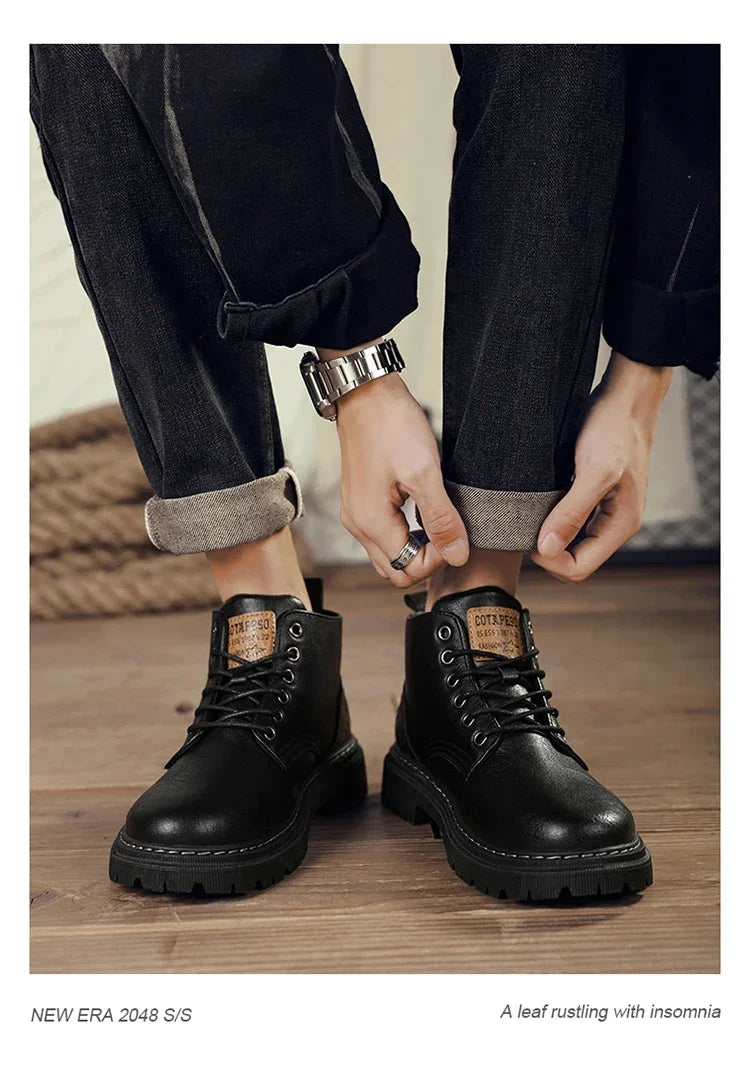 Botas Hombre 2024 Cuero Altas - Casual Fashion Retro All-Match Trabajo Desert