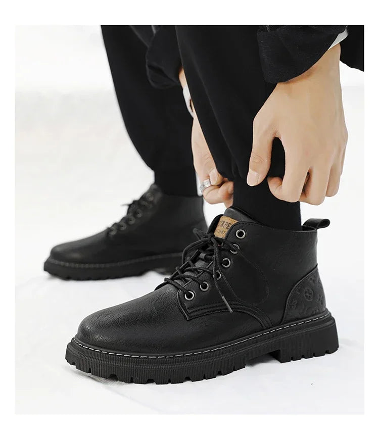 Botas Hombre 2024 Cuero Altas - Casual Fashion Retro All-Match Trabajo Desert