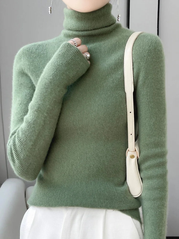 Suéter Mujer Lana Merino 100% Slim - Jersey Coreano Otoño Invierno