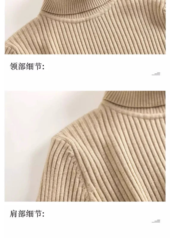 Jersey Mujer Cuello Alto Invierno 2024 - Grueso Cálido Slim Fit