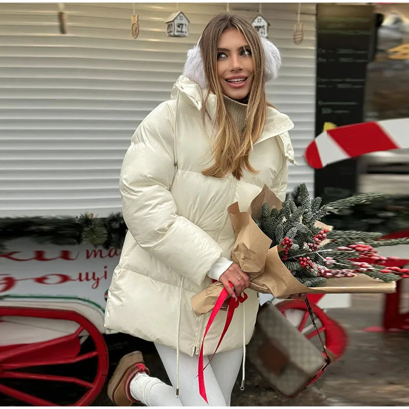 Chaqueta Algodón Mujer Gruesa - Chaqueta Cuello Alto Cremallera Capucha 2025