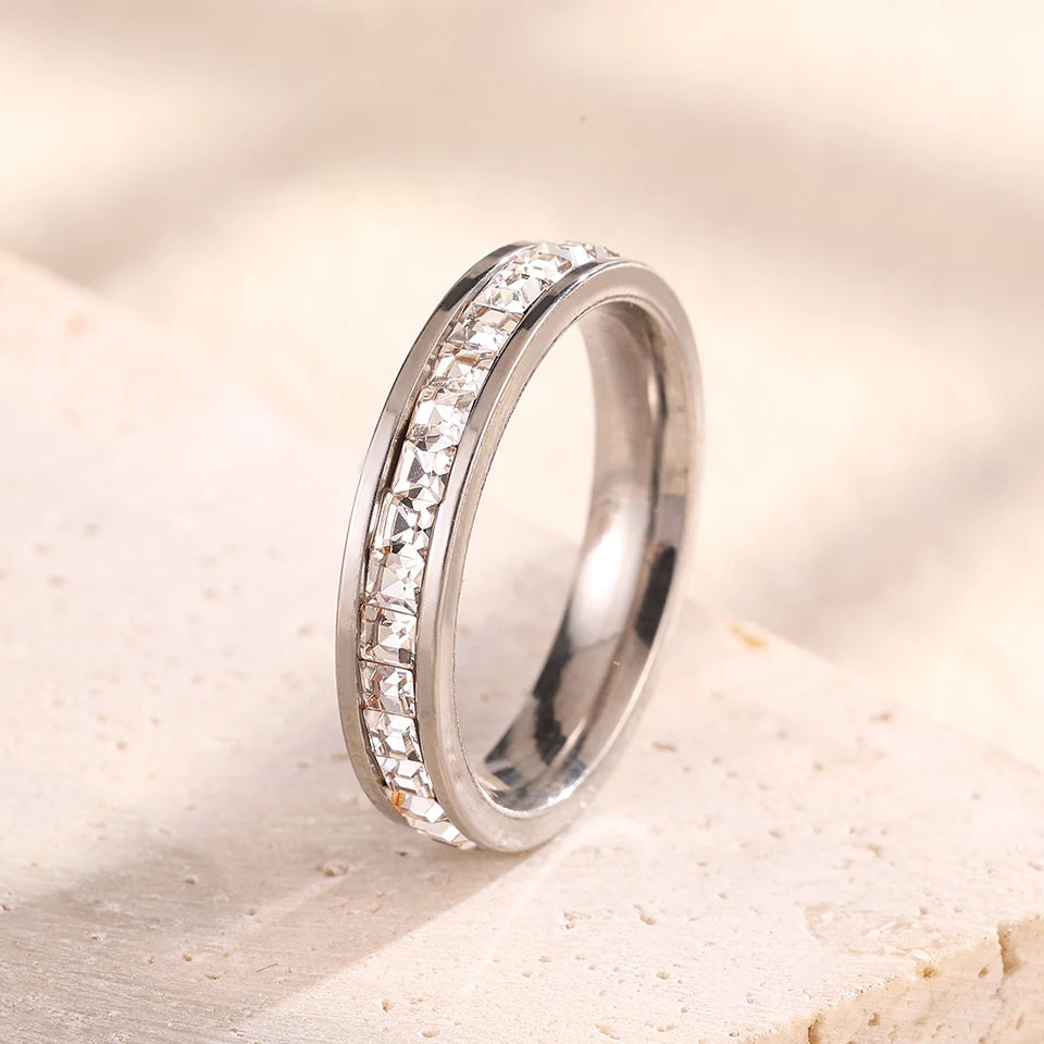 Set Anillos Multicapa Acero Inoxidable - Circonita Apilables Mujer