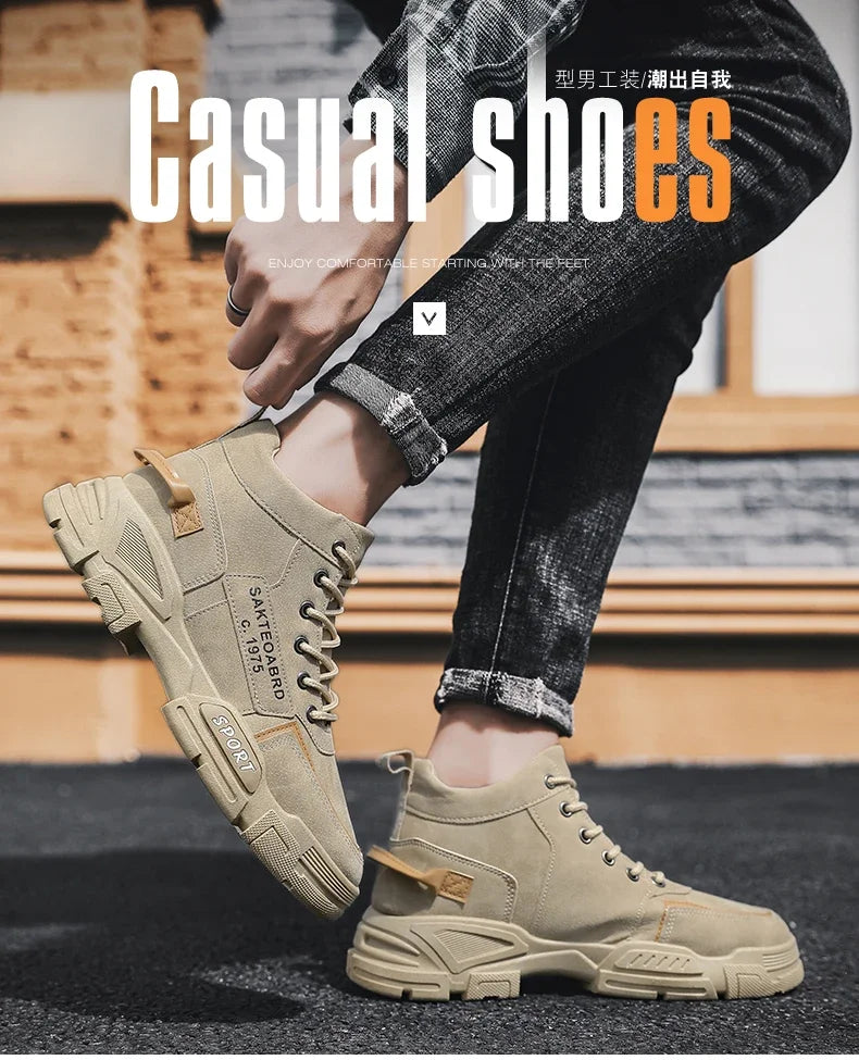 Botas Hombre Casual Suela Suave - Antideslizantes 4 Estaciones Trabajo Outdoor Estudiante Deportivas Fashion Youth Versátiles Trendy