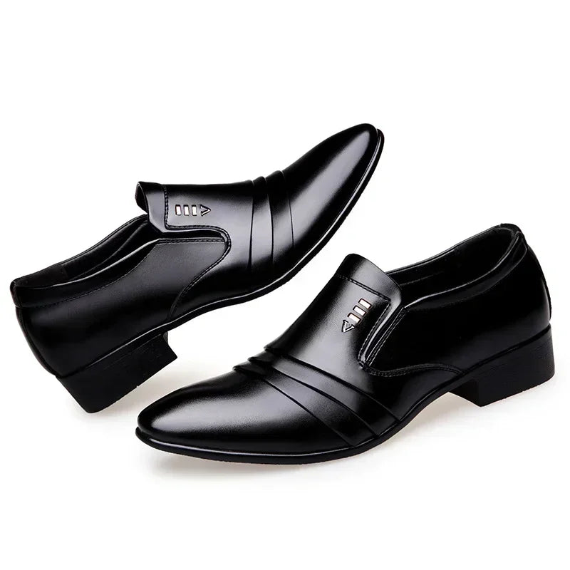 Zapatos Vestir Hombre Cuero PU Negro - Mocasines Oxford Punta Puntiaguda Boda Business