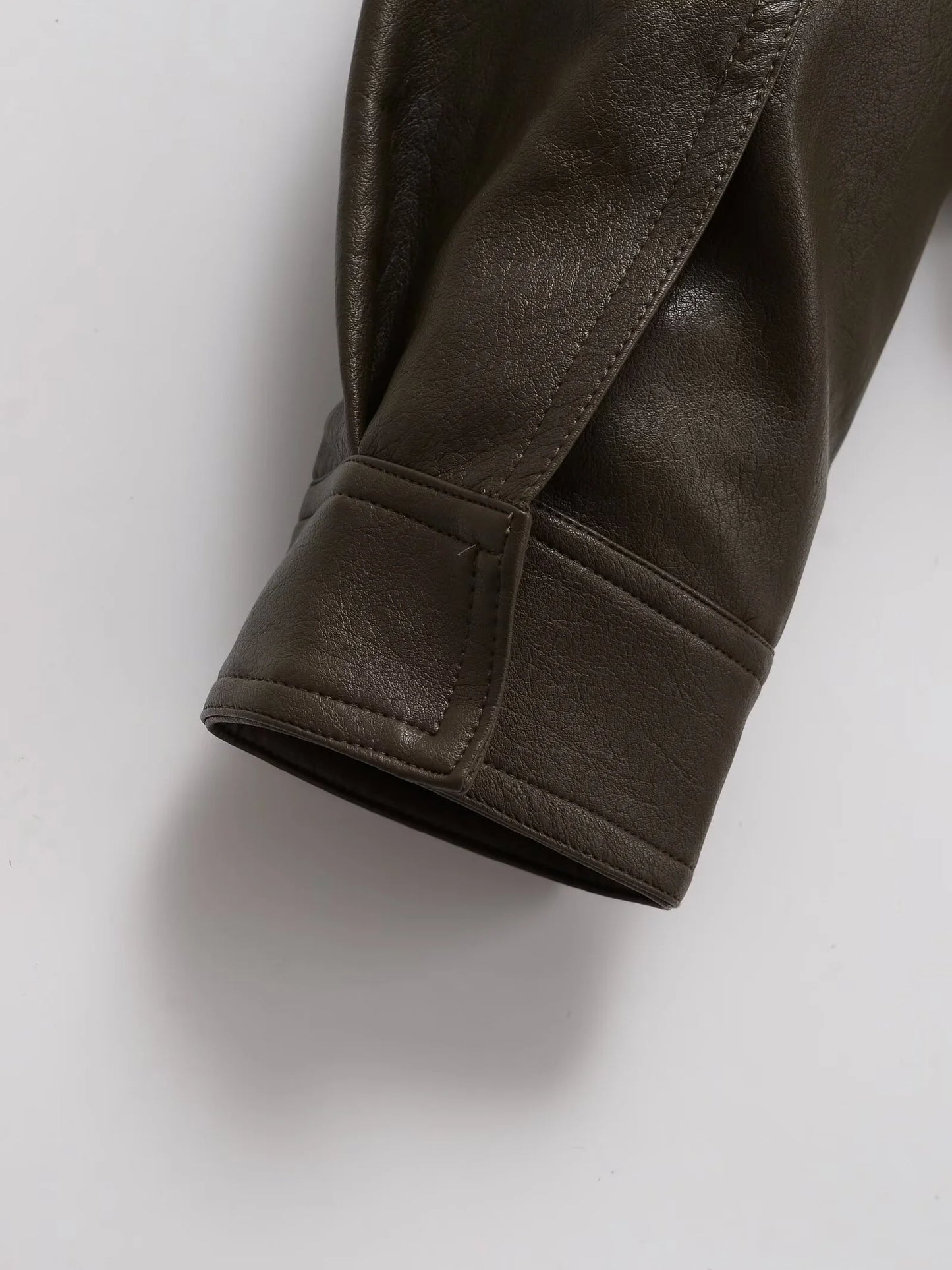 Chaqueta Cuero Mujer Retro Workwear - Chaqueta Bolsillos Cremallera 2025