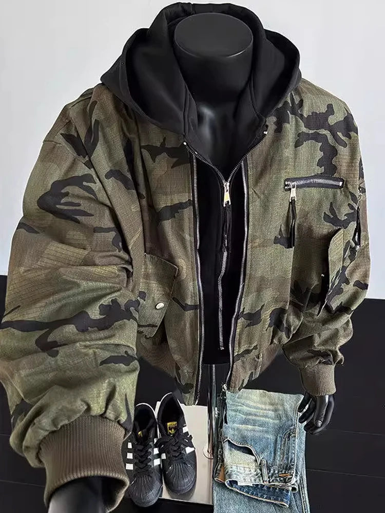 Chaqueta Bomber Camuflaje Americana Retro - Jacket Cortavientos Hombre
