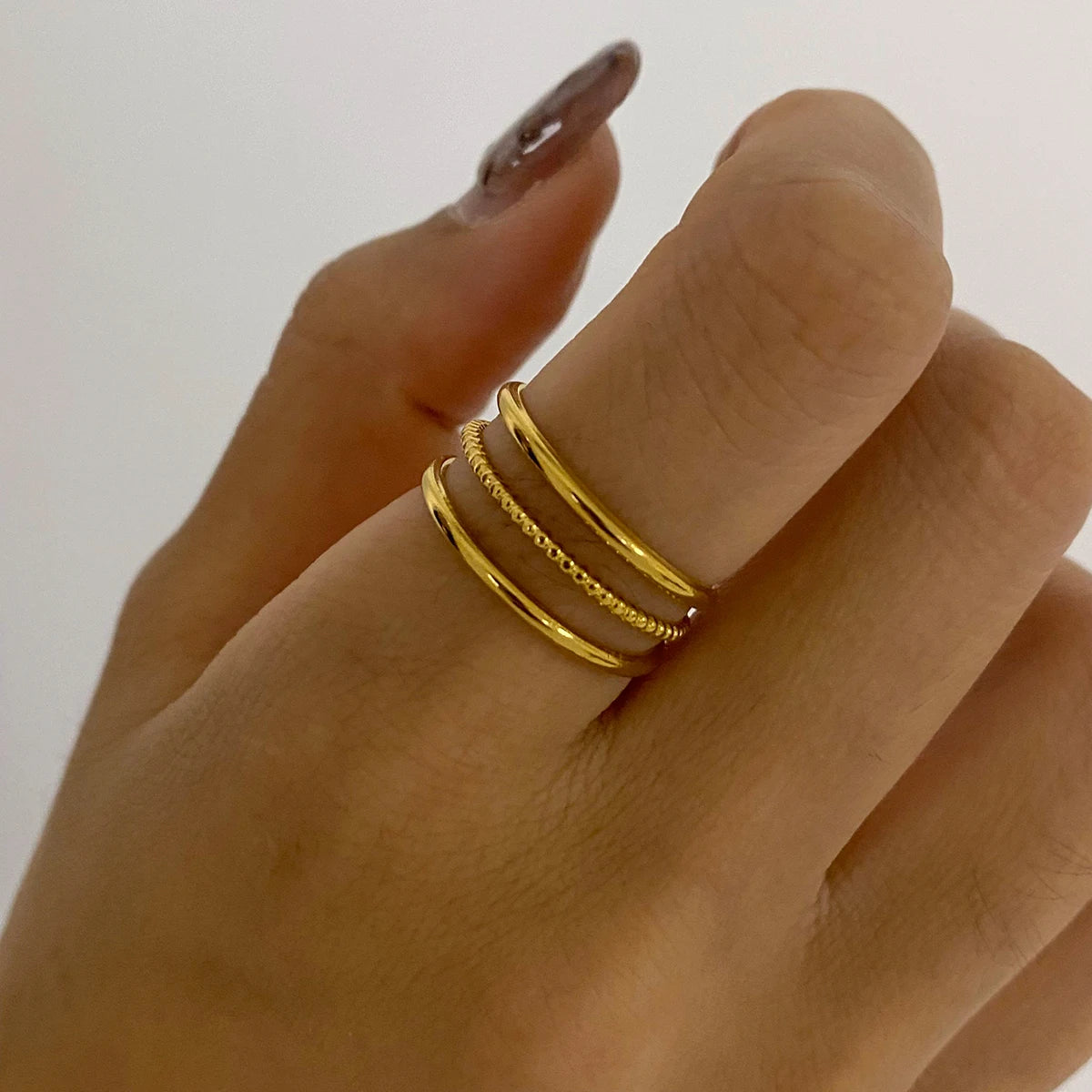 Set Anillos Apilables Personalizados - Acero Inoxidable Dorado 2025