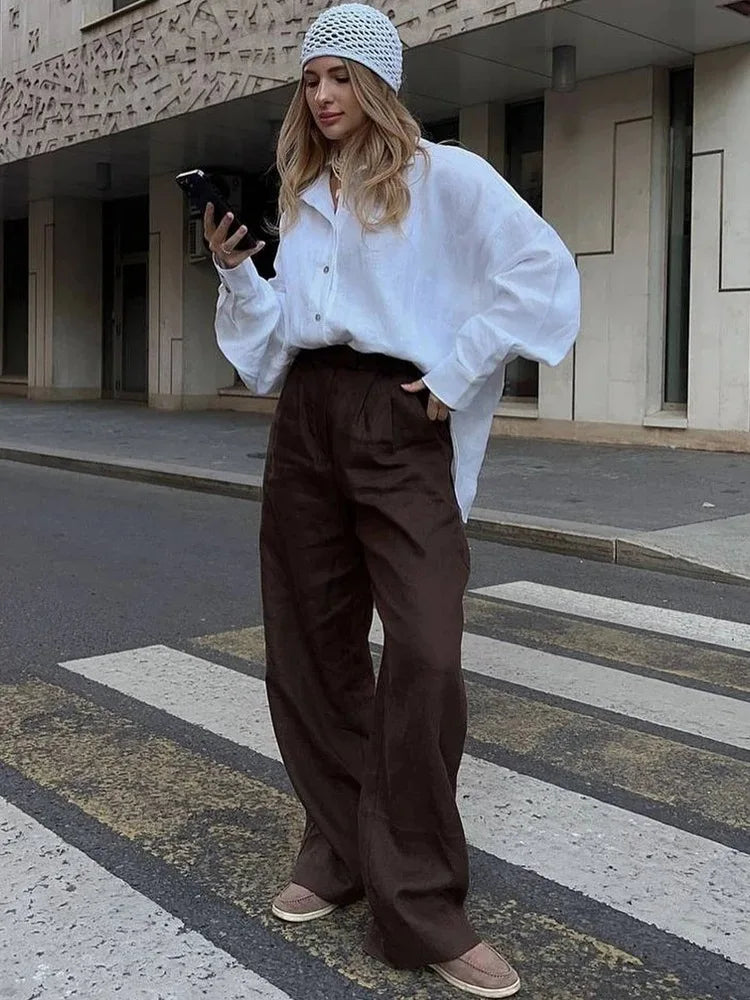 Camisa Mujer Verano Oficina - Blusa Manga Larga Solapa Elegante