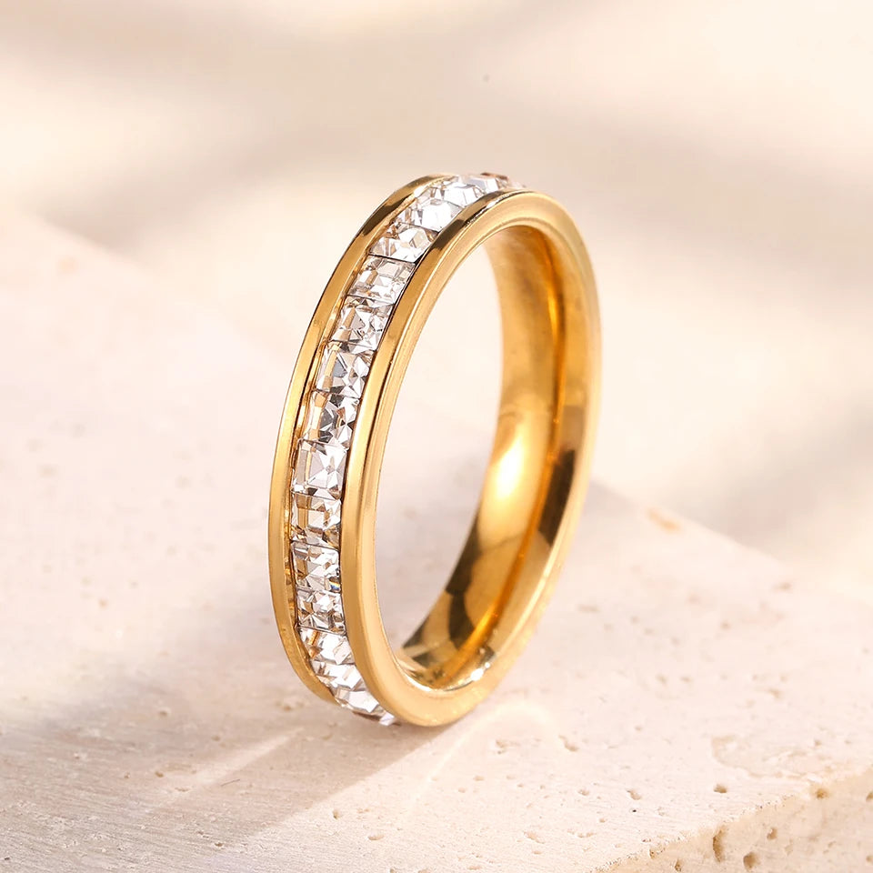 Set Anillos Multicapa Acero Inoxidable - Circonita Apilables Mujer