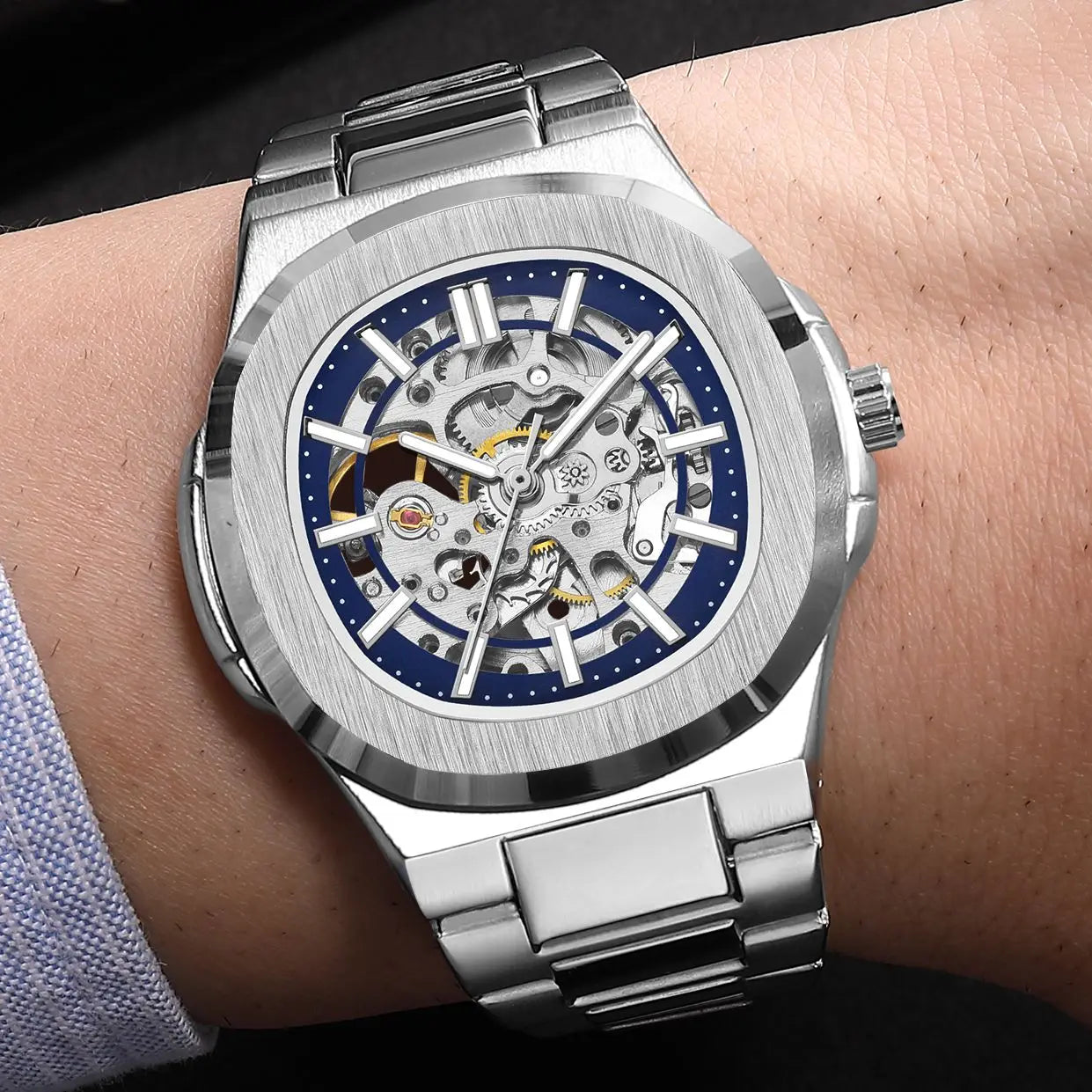 Reloj Mecánico Automático Skeleton Luxury 2023 - Cristal Zafiro Acero Inoxidable