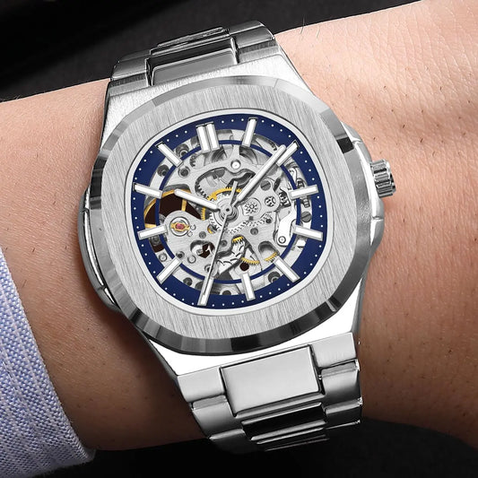 Reloj Mecánico Automático Skeleton Luxury 2023 - Cristal Zafiro Acero Inoxidable