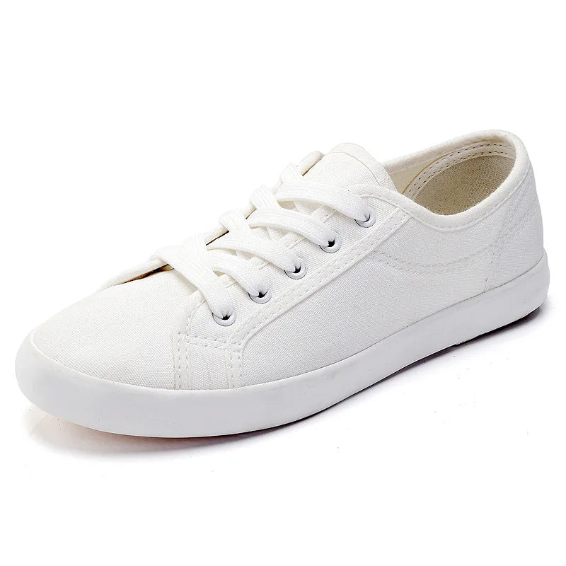 Zapatos Canvas Low Top Mujer Blancos - Zapatillas Transpirables Estudiantes Pareja