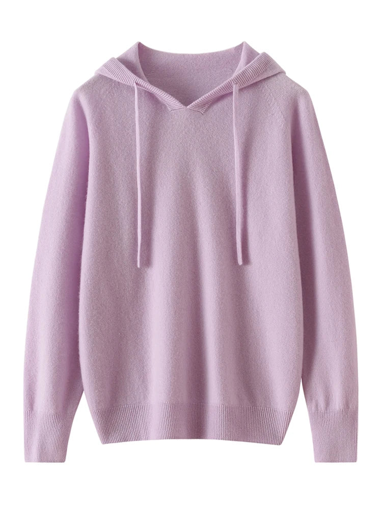 Sudadera Mujer Cashmere Capucha 100% - Pullover Punto Otoño Invierno Lujo