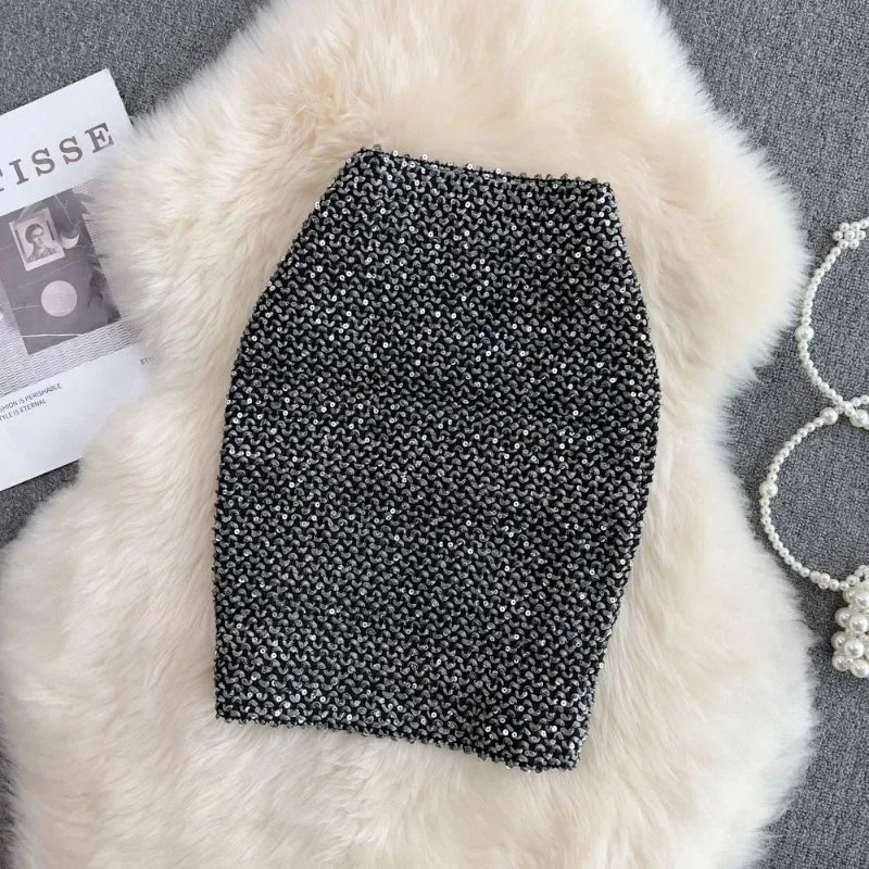 Falda Lentejuelas Mujer Oficina - Falda Elegante Formal Premium Coreana