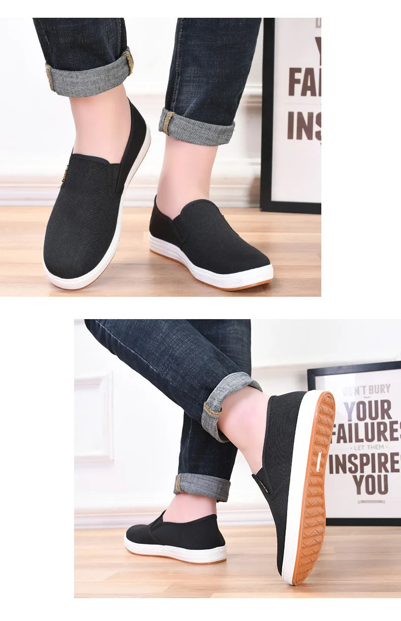 Sneakers Canvas Hombre Slip-On - Zapatillas Casual Vulcanizadas Ligeras Sin Cordones