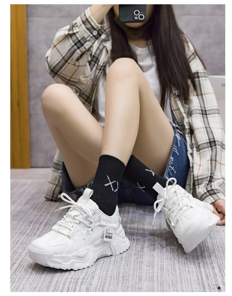 Sneakers Chunky Piel Mujer 2025 - Zapatillas Luxury Running Vulcanizadas