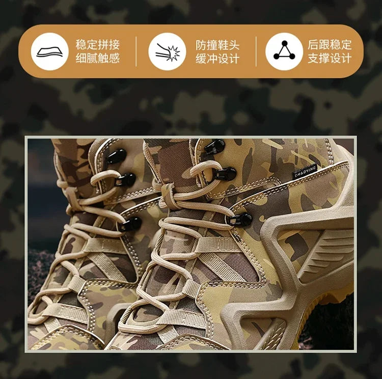 Botas Hombre Entrenamiento 2025 - High-Top Outdoor Antideslizantes Casual Platform Sneakers Designer Desert Camuflaje Tactical