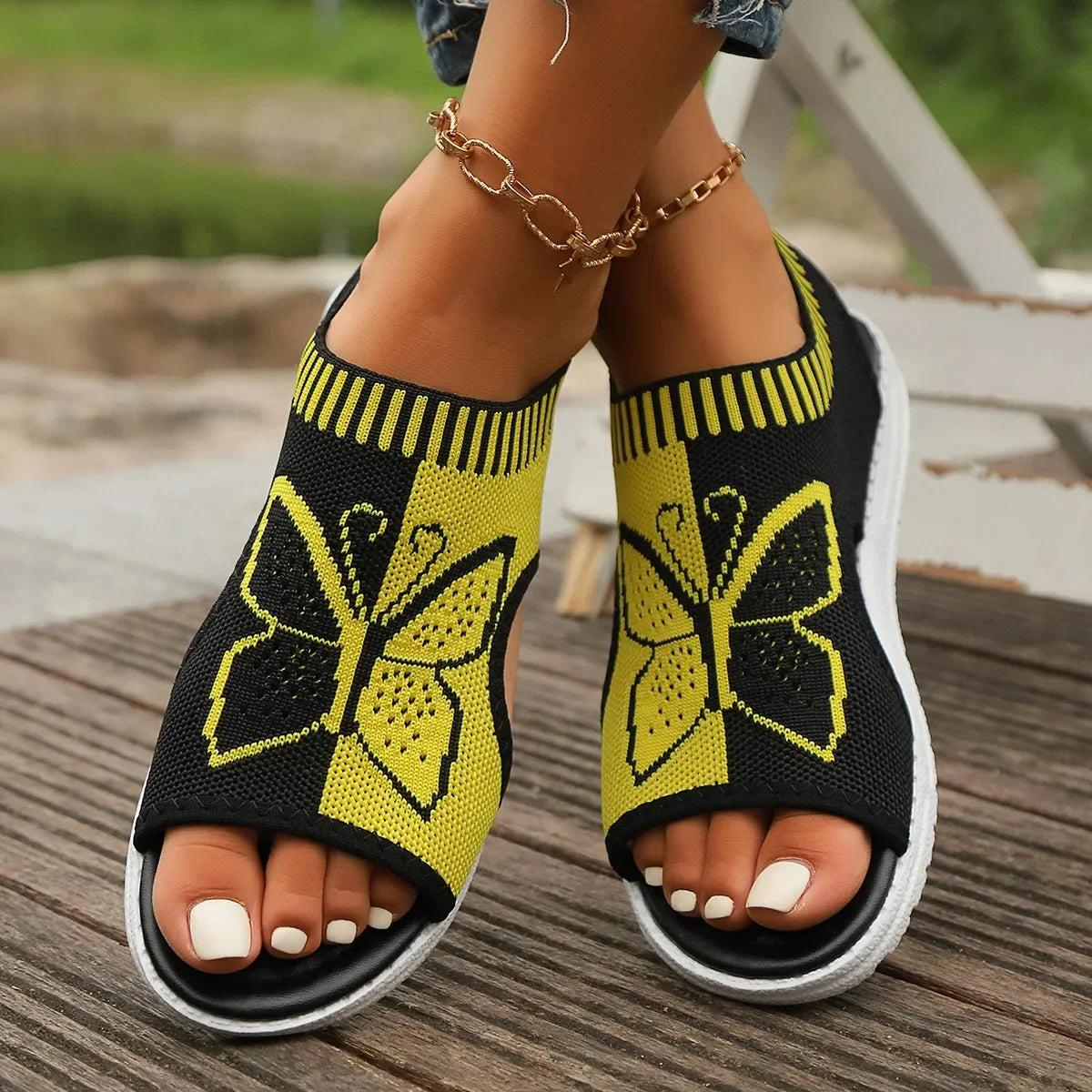 Sandalias Deportivas Mujer Mesh Verano - Sneakers Cuña Mariposa Transpirables