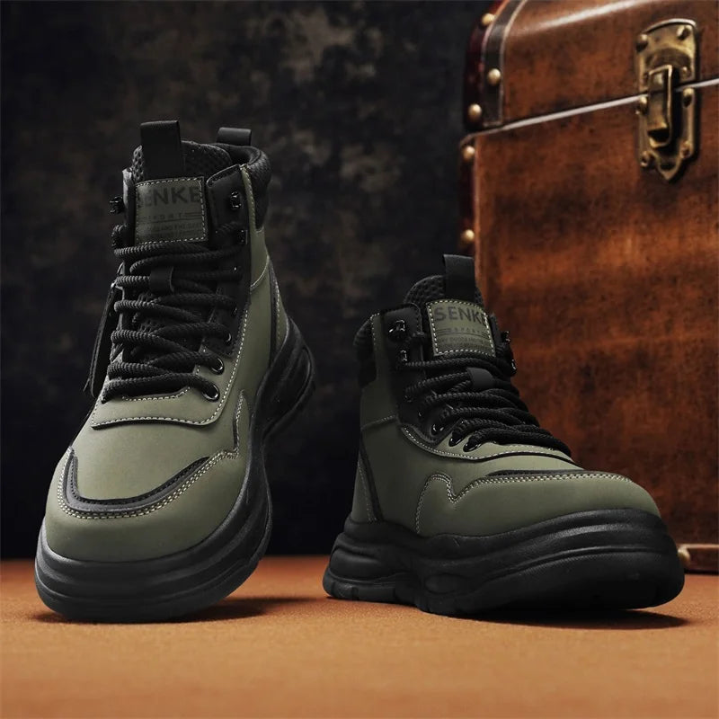 Botas Hombre Tobillo Invierno - Casual Cowboy Combat Tactical Motocicleta Cuero Chelsea Trabajo Outdoor Senderismo Luxury Designer