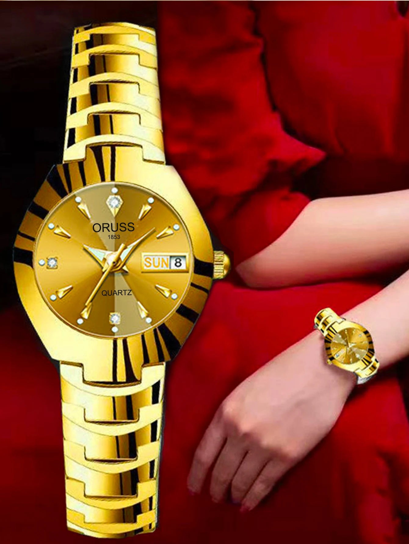 Reloj ORUSS para Pareja - Cuarzo Luxury Acero Inoxidable Resistente al Agua