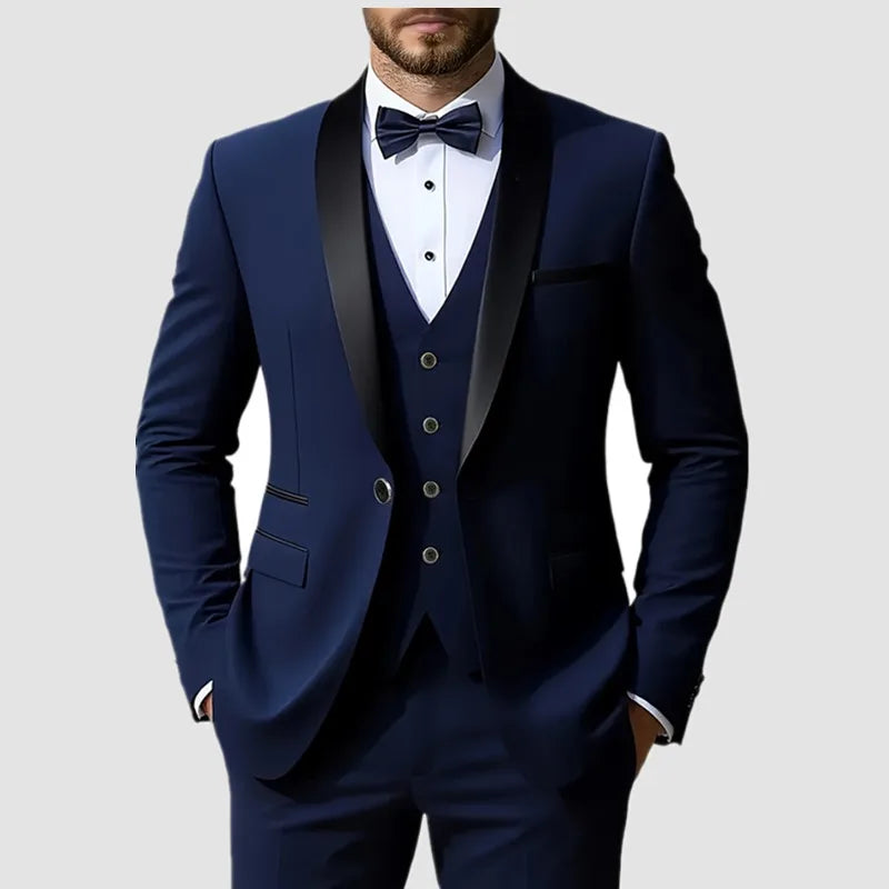 Traje Formal Hombre Boda Slim Fit - Set Business Casual Esmoquin Manga Larga Solapa Novio